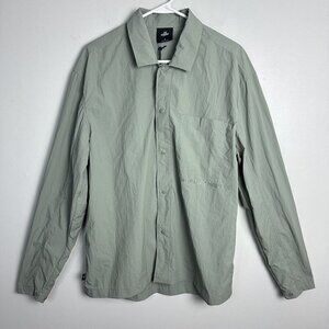 100 Thieves FOUNDATIONS SS'24 NYLON‎ Button Up SHIRT Long Sleeve Green New